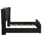 Lorient Black Queen LED Upholstered Wingback Bed from Coaster - Luna Furniture