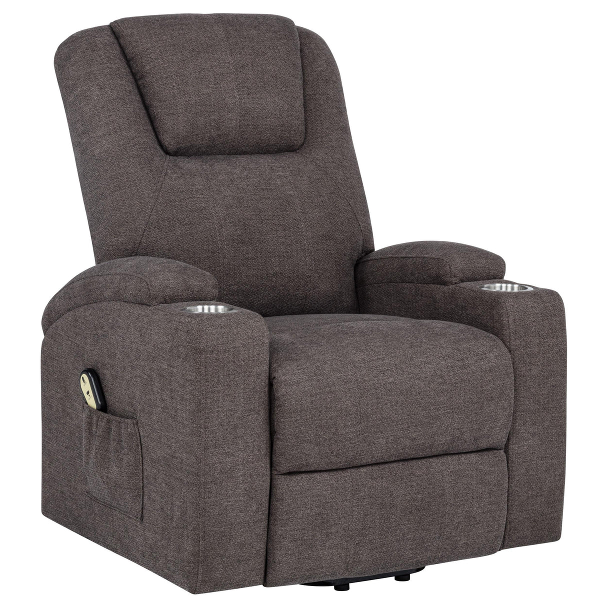 Louie Brown Chenille Upholstered Power Lift Massage Chair from Coaster - Luna Furniture