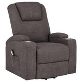 Louie Brown Chenille Upholstered Power Lift Massage Chair from Coaster - Luna Furniture