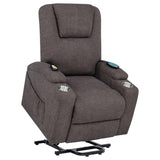 Louie Brown Chenille Upholstered Power Lift Massage Chair from Coaster - Luna Furniture
