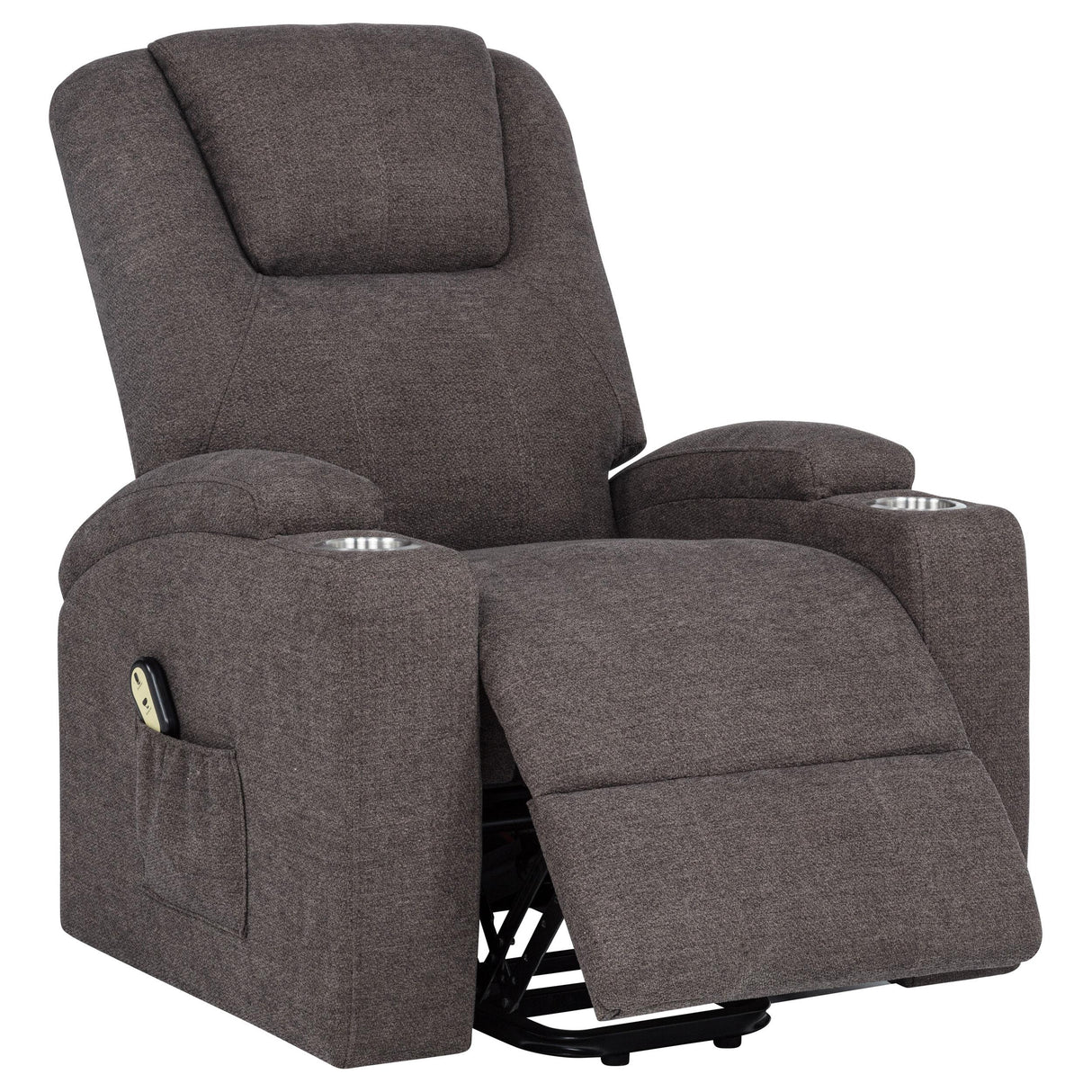 Louie Brown Chenille Upholstered Power Lift Massage Chair from Coaster - Luna Furniture