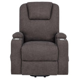 Louie Brown Chenille Upholstered Power Lift Massage Chair from Coaster - Luna Furniture
