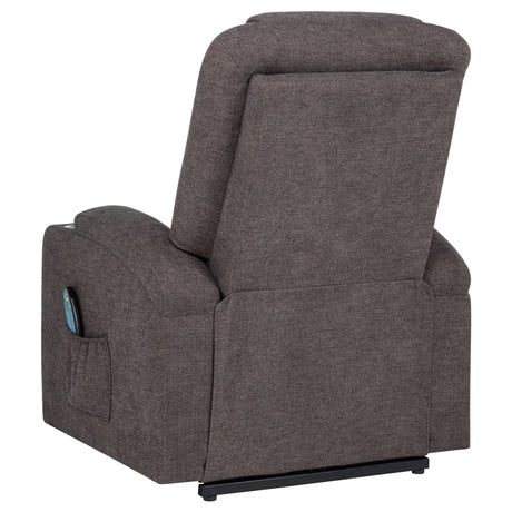 Louie Brown Chenille Upholstered Power Lift Massage Chair from Coaster - Luna Furniture