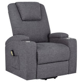 Louie Gray Chenille Upholstered Power Lift Massage Chair from Coaster - Luna Furniture