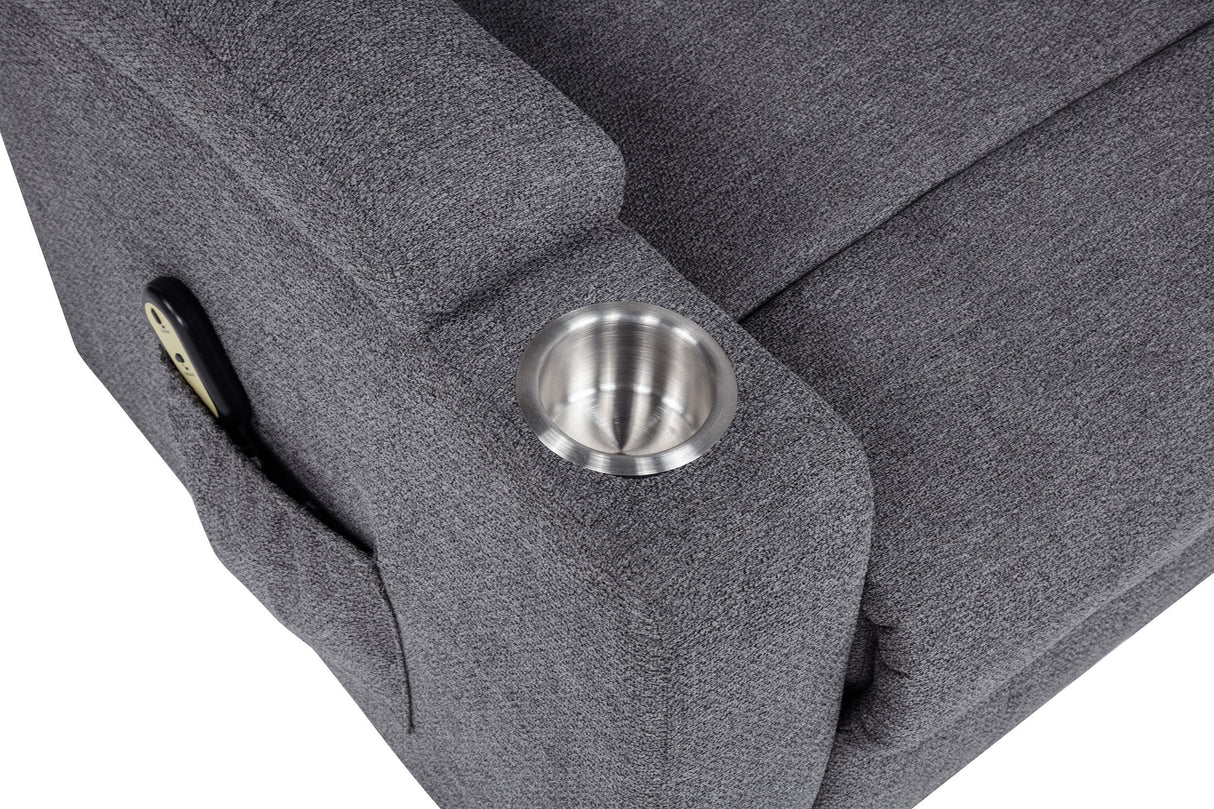 Louie Gray Chenille Upholstered Power Lift Massage Chair from Coaster - Luna Furniture