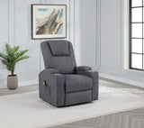 Louie Gray Chenille Upholstered Power Lift Massage Chair from Coaster - Luna Furniture