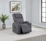 Louie Gray Chenille Upholstered Power Lift Massage Chair from Coaster - Luna Furniture