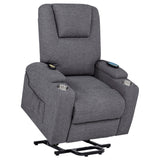 Louie Gray Chenille Upholstered Power Lift Massage Chair from Coaster - Luna Furniture