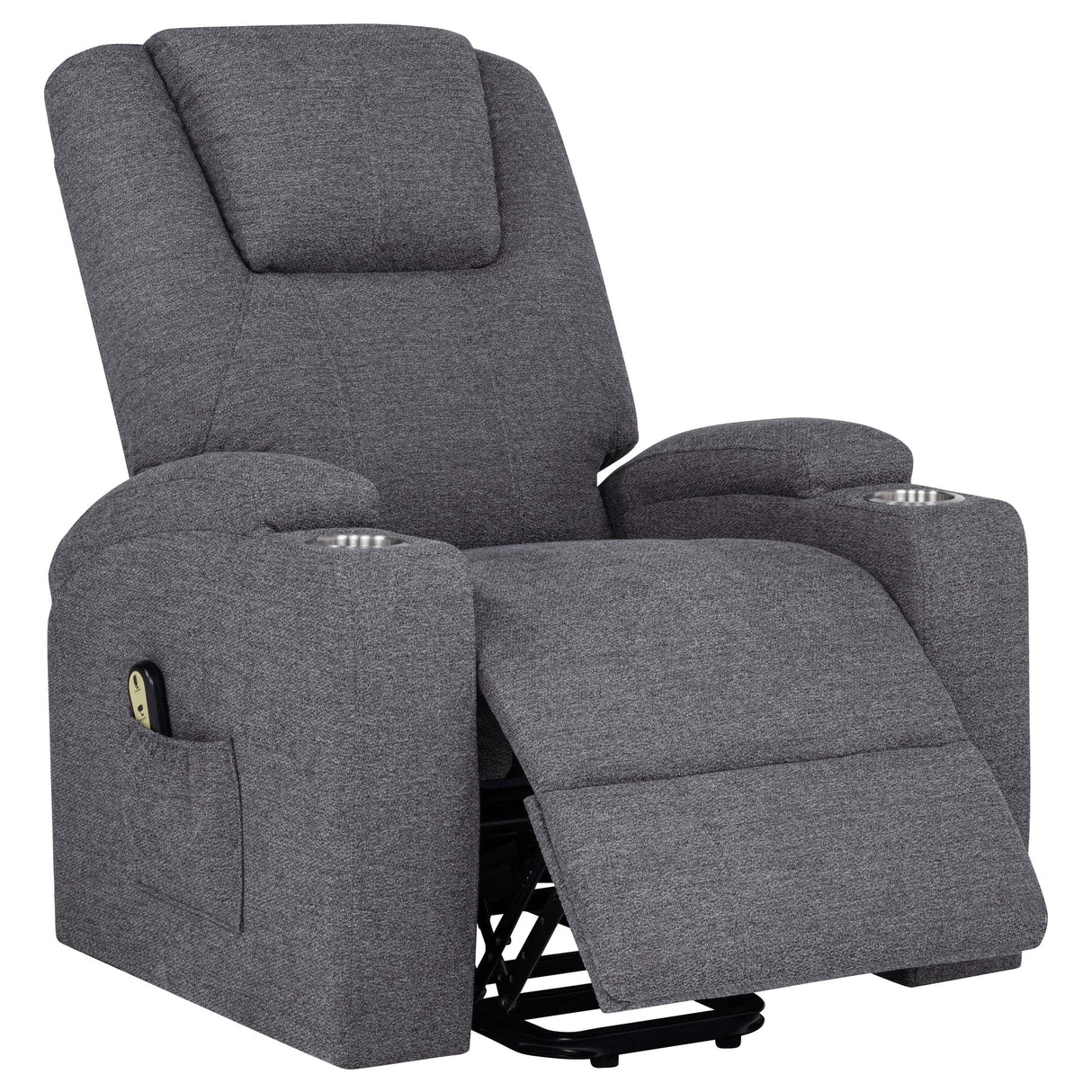 Louie Gray Chenille Upholstered Power Lift Massage Chair from Coaster - Luna Furniture