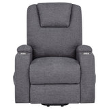 Louie Gray Chenille Upholstered Power Lift Massage Chair from Coaster - Luna Furniture