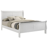 Louis Philippe White 47-inch Eastern King Sleigh Panel Bed from Coaster - Luna Furniture