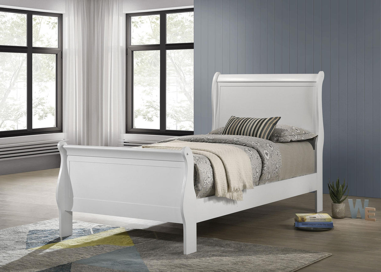 Louis Philippe White 47-inch Twin Sleigh Panel Bed from Coaster - Luna Furniture