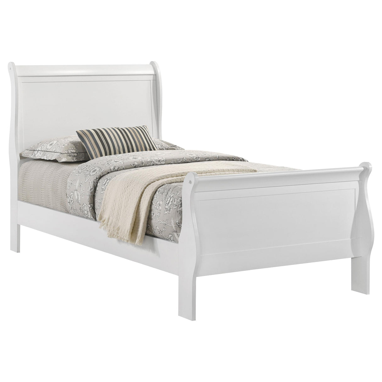 Louis Philippe White 47-inch Twin Sleigh Panel Bed from Coaster - Luna Furniture