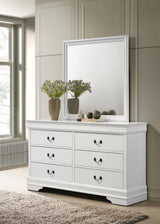 Louis White Philippe 6-Drawer Dresser and Mirror from Coaster - Luna Furniture