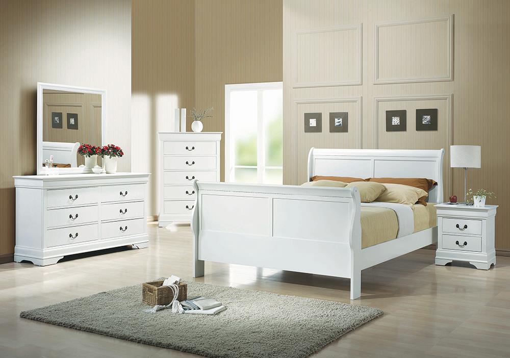 Louis Philippe White Sleigh Bedroom Set