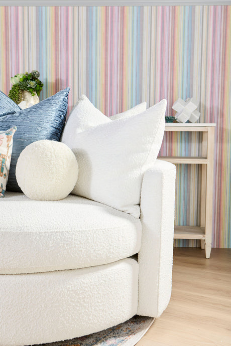 Lourne Grand Swivel Sofa Chair in Livesmart Boucle-Snow from Essentials For Living - Luna Furniture