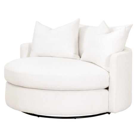 Lourne Grand Swivel Sofa Chair in Livesmart Boucle-Snow from Essentials For Living - Luna Furniture