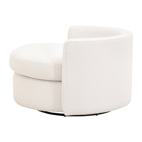 Lourne Petite Swivel Sofa Chair in Livesmart Boucle-Snow from Essentials For Living - Luna Furniture