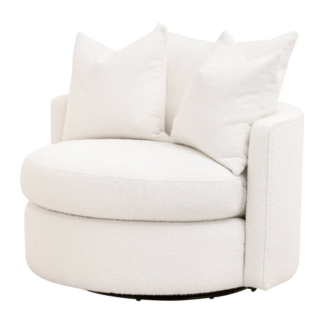 Lourne Petite Swivel Sofa Chair in Livesmart Boucle-Snow from Essentials For Living - Luna Furniture