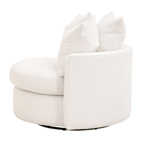 Lourne Petite Swivel Sofa Chair in Livesmart Boucle-Snow from Essentials For Living - Luna Furniture
