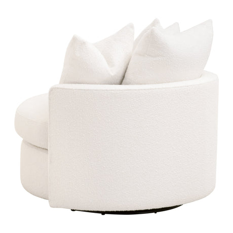 Lourne Petite Swivel Sofa Chair in Livesmart Boucle-Snow from Essentials For Living - Luna Furniture