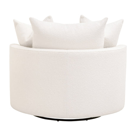 Lourne Petite Swivel Sofa Chair in Livesmart Boucle-Snow from Essentials For Living - Luna Furniture