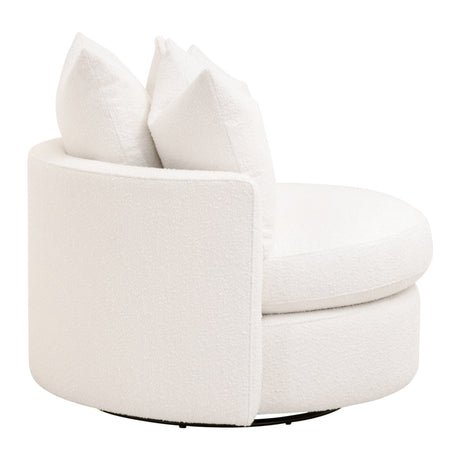 Lourne Petite Swivel Sofa Chair in Livesmart Boucle-Snow from Essentials For Living - Luna Furniture