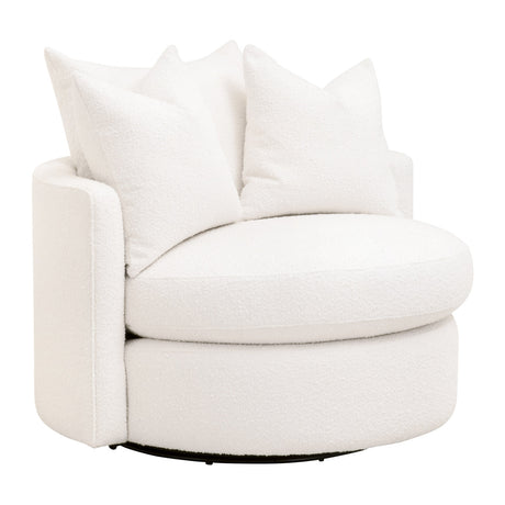 Lourne Petite Swivel Sofa Chair in Livesmart Boucle-Snow from Essentials For Living - Luna Furniture