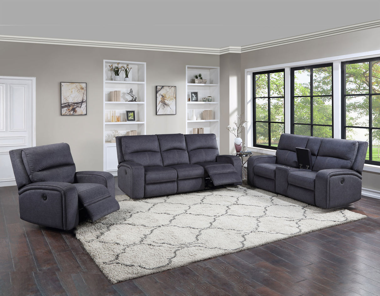 Lovell Charcoal 3-Piece Power Reclining Living Room Set from Steve Silver - Luna Furniture