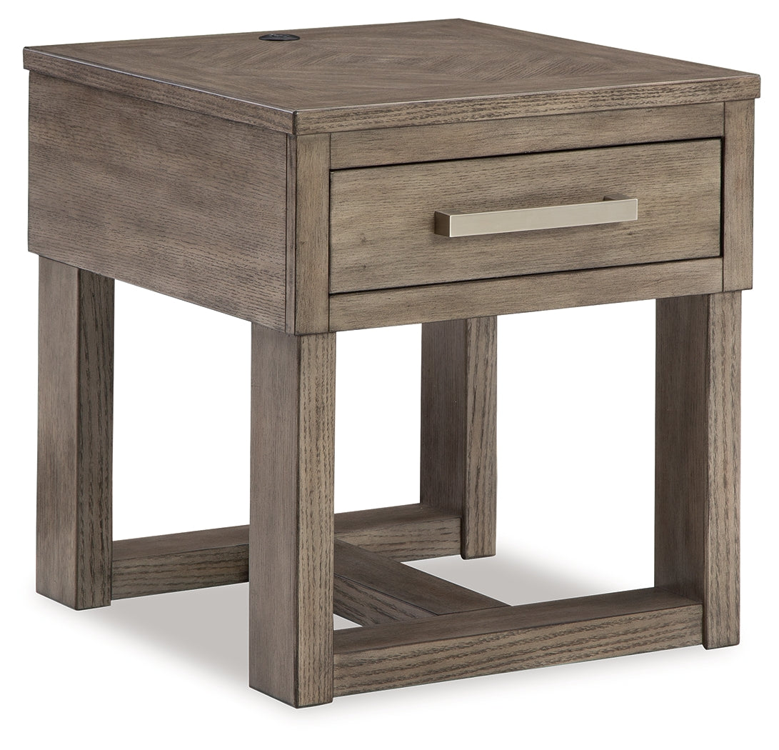 Loyaska Coffee Table with 2 End Tables in Grayish Brown/White from Ashley - Luna Furniture