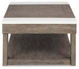 Loyaska Coffee Table with 2 End Tables in Grayish Brown/White from Ashley - Luna Furniture