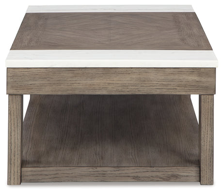 Loyaska Coffee Table with 2 End Tables in Grayish Brown/White from Ashley - Luna Furniture