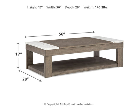 Loyaska Coffee Table with 2 End Tables in Grayish Brown/White from Ashley - Luna Furniture