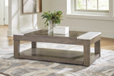 Loyaska Coffee Table with 2 End Tables in Grayish Brown/White from Ashley - Luna Furniture