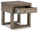 Loyaska Coffee Table with 2 End Tables in Grayish Brown/White from Ashley - Luna Furniture