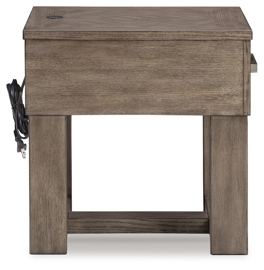 Loyaska Coffee Table with 2 End Tables in Grayish Brown/White from Ashley - Luna Furniture