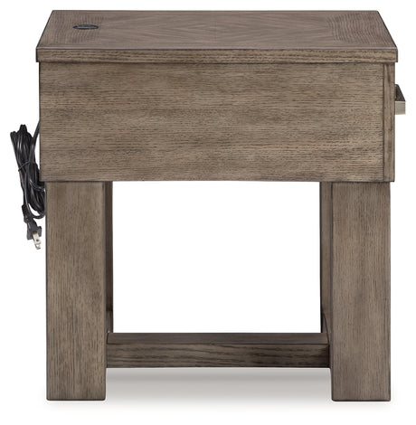 Loyaska Coffee Table with 2 End Tables in Grayish Brown/White from Ashley - Luna Furniture