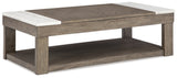 Loyaska Coffee Table with 2 End Tables in Grayish Brown/White from Ashley - Luna Furniture