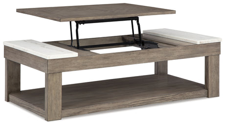 Loyaska Coffee Table with 2 End Tables in Grayish Brown/White from Ashley - Luna Furniture