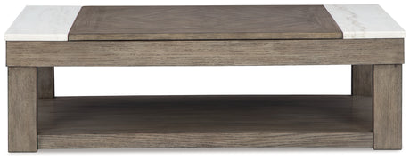 Loyaska Coffee Table with 2 End Tables in Grayish Brown/White from Ashley - Luna Furniture