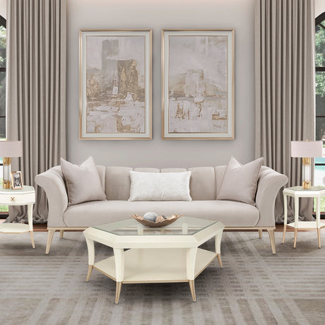 Yvette Medium Champagne Sofa from Michael Amini - Luna Furniture