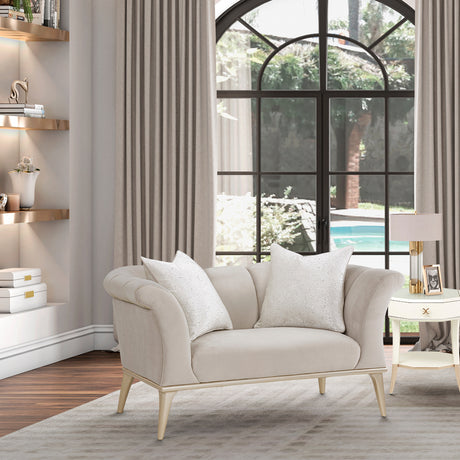 Yvette Medium Champagne Chair and Half from Michael Amini - Luna Furniture