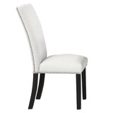 Artemis White/Black 7-Piece White Marble Dining Set with White Vegan Leather Chairs from Steve Silver - Luna Furniture