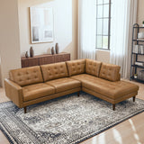 Lucco Tan Genuine Leather RAF Chaise Sectional from Ashcroft Furniture - Luna Furniture