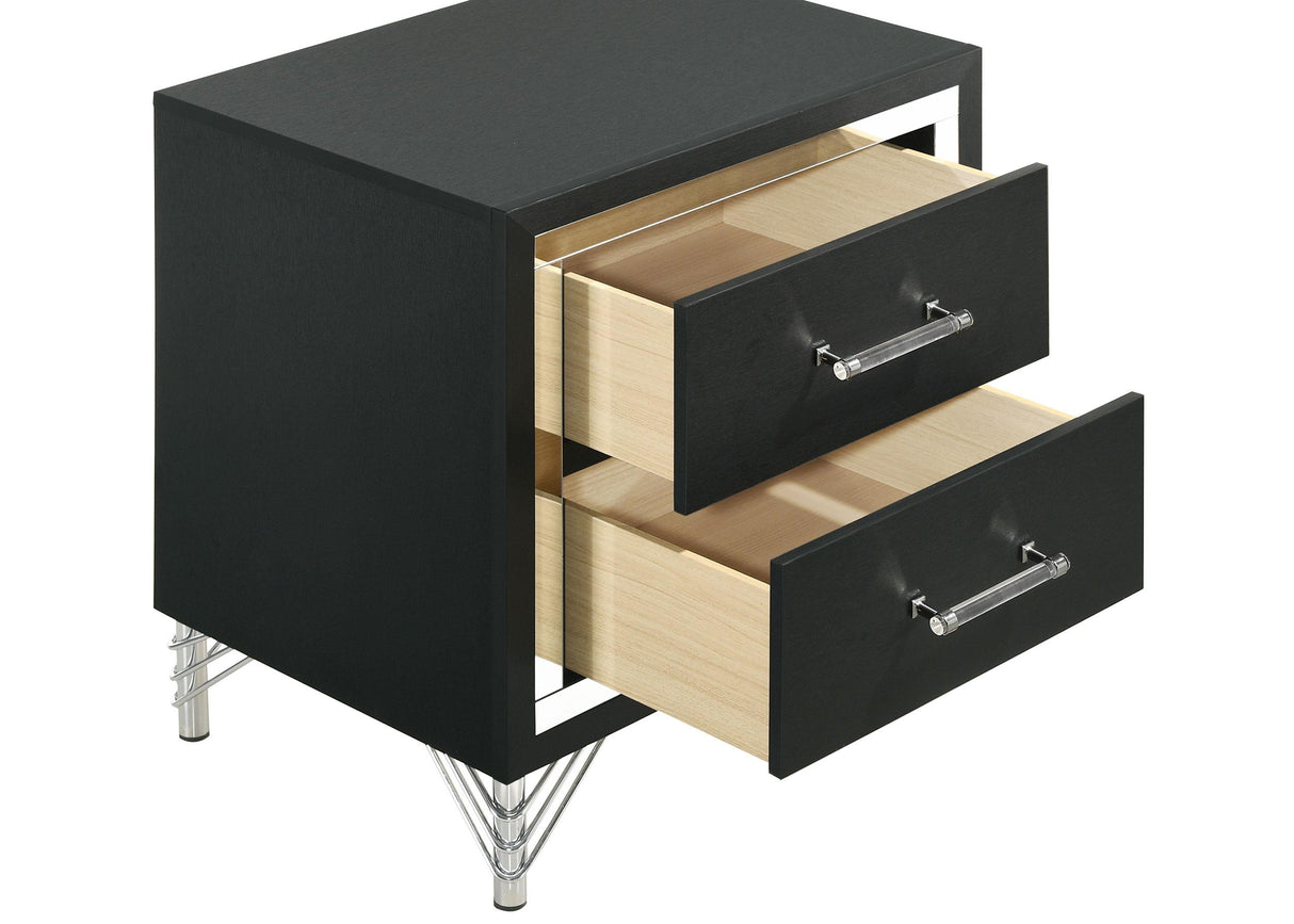 Lucia Black 2-Drawer Nightstand from Coaster - Luna Furniture