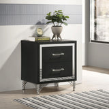 Lucia Black 2-Drawer Nightstand from Coaster - Luna Furniture