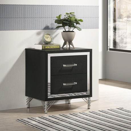 Lucia Black 2-Drawer Nightstand from Coaster - Luna Furniture