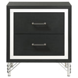 Lucia Black 2-Drawer Nightstand from Coaster - Luna Furniture