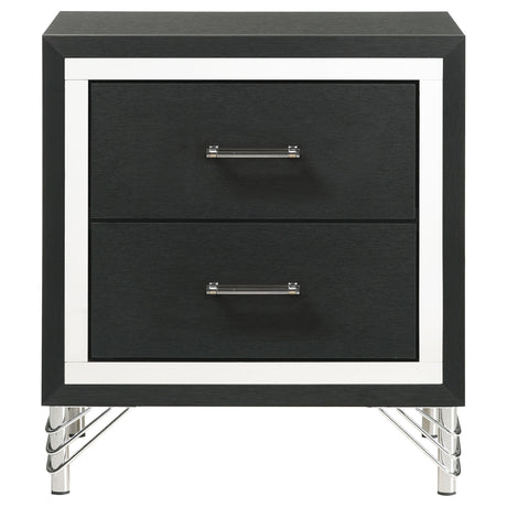 Lucia Black 2-Drawer Nightstand from Coaster - Luna Furniture