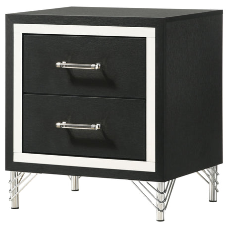 Lucia Black 2-Drawer Nightstand from Coaster - Luna Furniture